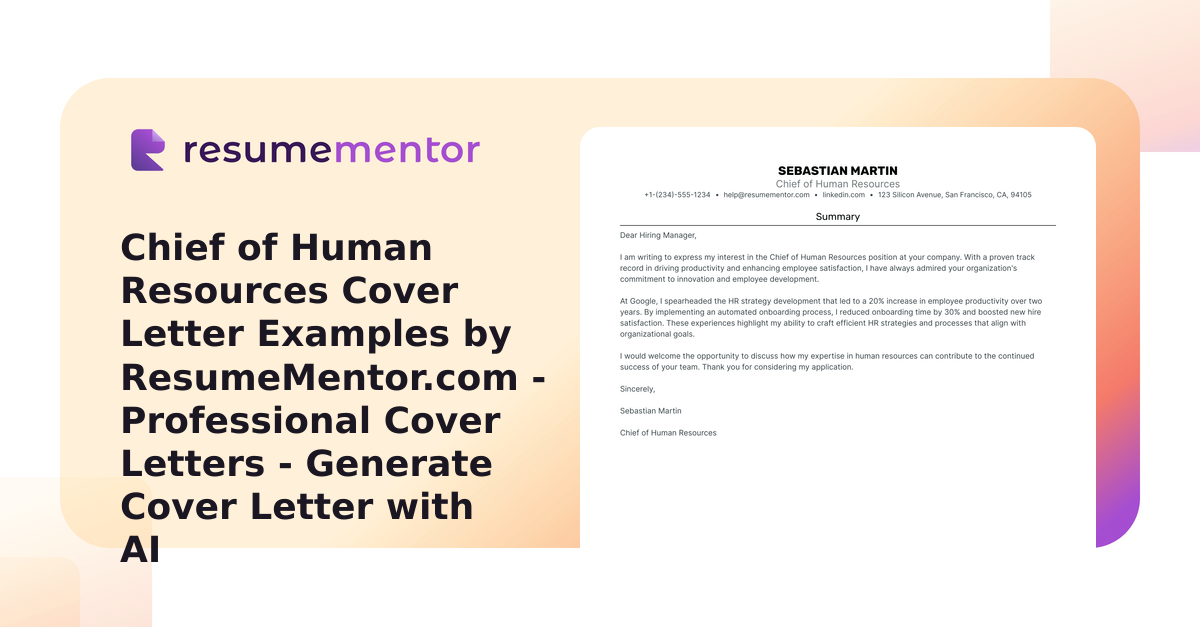 Chief of Human Resources Cover Letter Examples by ResumeMentor.com ...