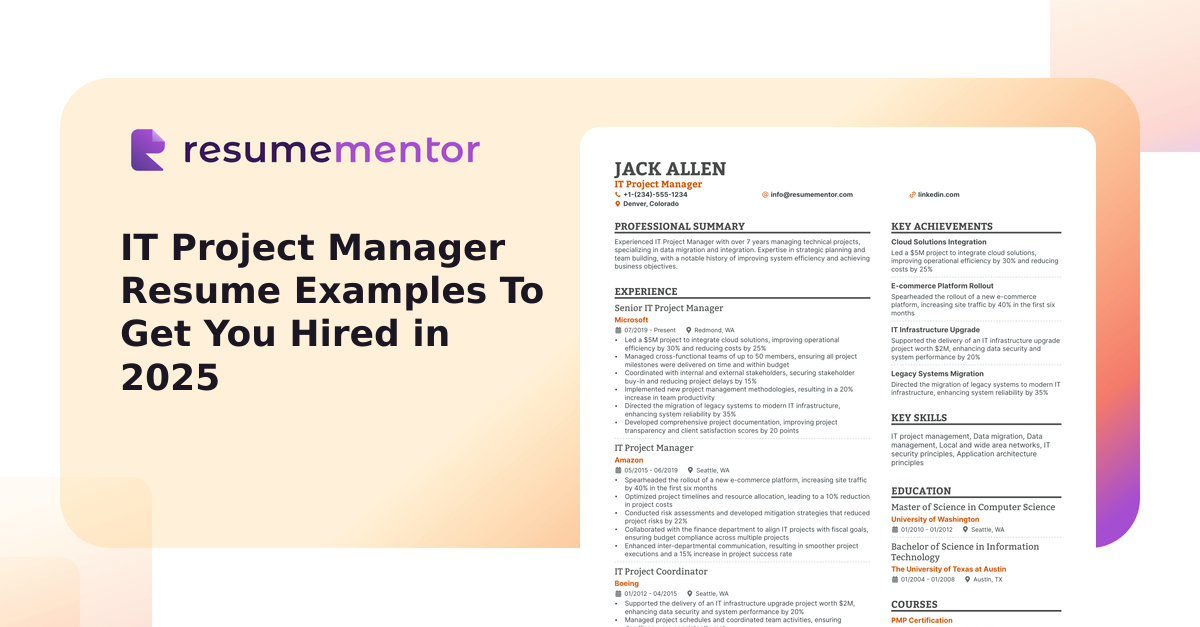 IT Project Manager Resume Examples To Get You Hired in 2025
