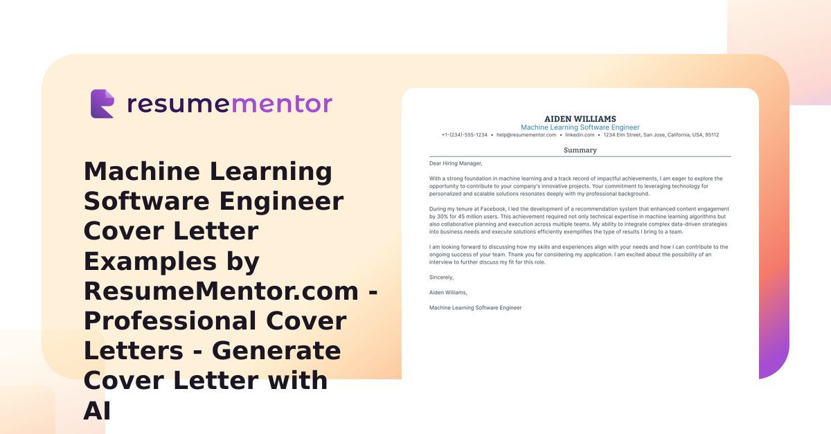 Machine Learning Software Engineer Cover Letter Examples by ...