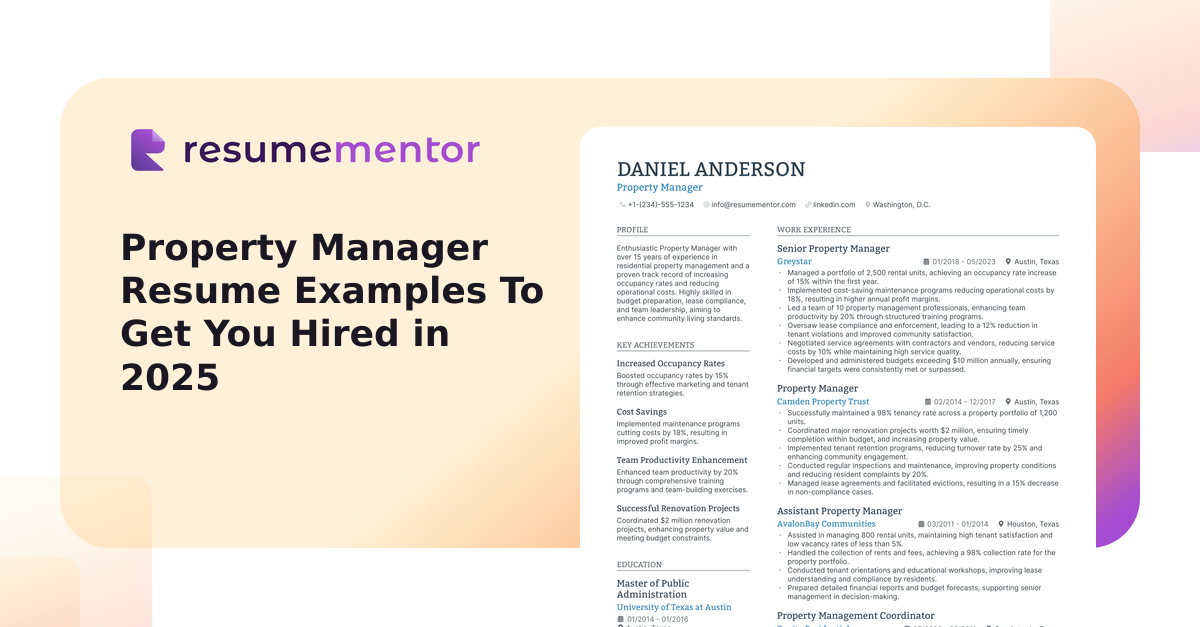 Property Manager Resume Examples To Get You Hired in 2025