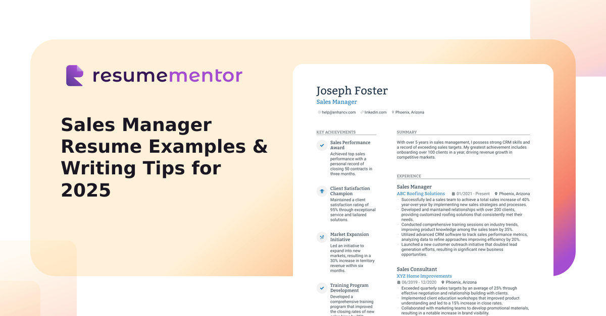 Sales Manager Resume Examples & Writing Tips for 2025
